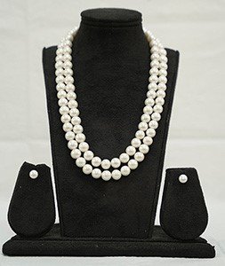 Two Rows AAA Grade Round White Fresh Water Natural Pearls