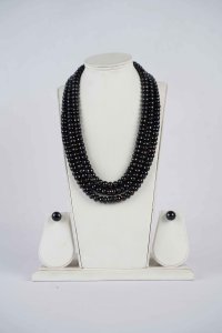 Three Fresh Water Natural Button Black Pearls with Tops