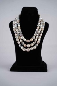 Three Rows Natural Scatted Baroque Fresh Water Pearls