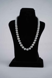 One Row Fresh Water Natural Round Gray Pearls AAA Grade