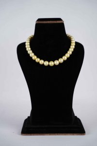 Single Row Natural South Sea Pearl Golden Color Spotless Pearls AAA Grade 
