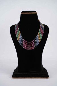 Seven rows Natural African  rainbow beads mala ( Real Rubies, Real Emerald and Real Sapphires)