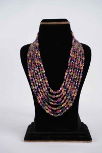 Seven Rows Natural Multi Sapphire African Mines Cutting Beads Mala