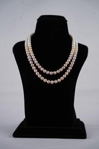 Two rows AAA Grade Round Fresh Water Peach and Pink Pearls