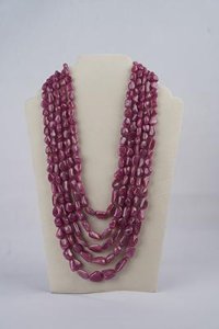 Beautiful African Rubies 5 Rows Mala Shapeless