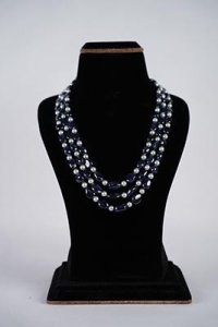 Three Rows Top Quality Natural African Mines Blue Sapphire with Combination of South Sea Pearls