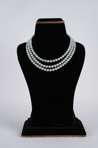 Three Rows Natural South Sea Blueish Gray Color Spotless Pearls AAA Grade