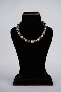 One Row Combination Tahitian Black South Sea Pearls and Australian Champagne South Sea Pearls Mala