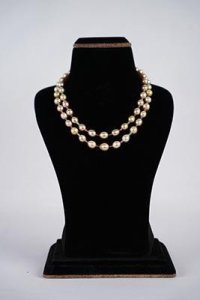 Two Rows Natural Shapeless South Sea Pearls Champagne Colors with Combination of African Mines Tourmaline Beads