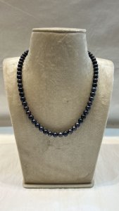 One Row Round Black pearl Mala