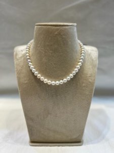 One Row White Round Pearls Mala