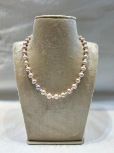 One Row peach and pink combination with small Pearl