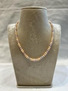 One Row Peach and Pink Pearls Combination Mala