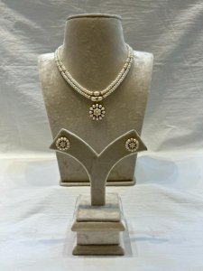 Two Row Pearls Mala With Full Pearls Pendent Set