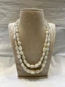 Two Rows Semi Precious White Rainbow Stone Mala