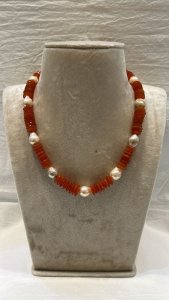 Carnelian Stone With Baroque Pearls