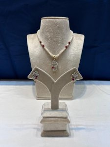 1 Row pearls Mala with  pendant set