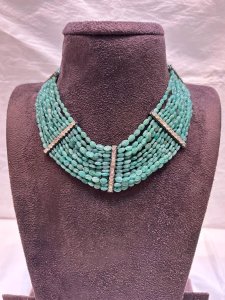 Full Emeralds Necklace with Victorian uncut polki Patti